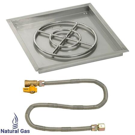 AMERICAN FIREGLASS 24 In. Square Stainless Steel Drop-In Pan With Match Light Kit - Natural Gas SS-SQPMKIT-N-24